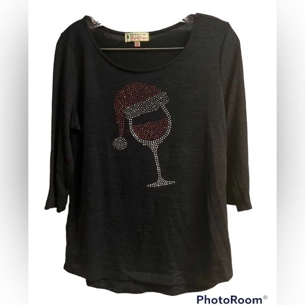 Rhinestone black, red, silver Christmas wine top